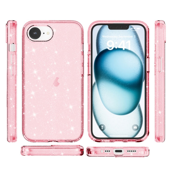 For iPhone 16e Shockproof Terminator Glitter Powder Phone Case(Pink)