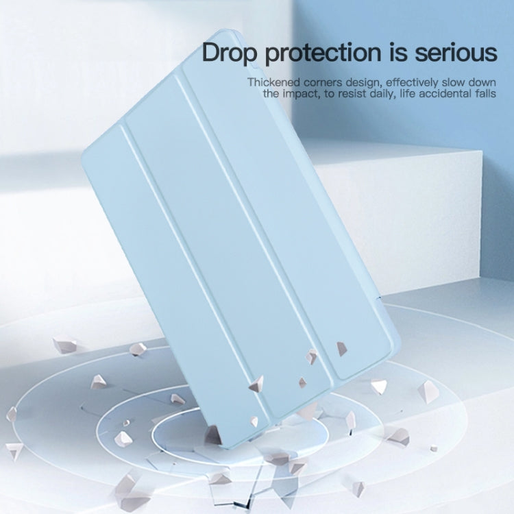 For Samsung Galaxy Tab S9 3-folding Acrylic Smart Leather Tablet Case(Ice Blue)