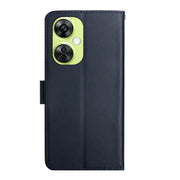 For OnePlus Nord CE 3 Lite Genuine Leather Fingerprint-proof Flip Phone Case(Blue)