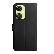 For OnePlus Nord CE 3 Lite Genuine Leather Fingerprint-proof Flip Phone Case(Black)