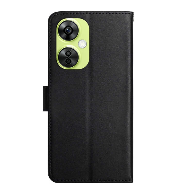 For OnePlus Nord CE 3 Lite Genuine Leather Fingerprint-proof Flip Phone Case(Black)