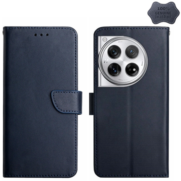 For OnePlus 12 5G Global Genuine Leather Fingerprint-proof Flip Phone Case(Black)