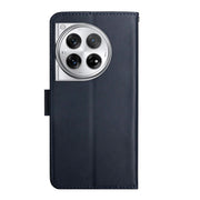 For OnePlus 12 5G Global Genuine Leather Fingerprint-proof Flip Phone Case(Black)