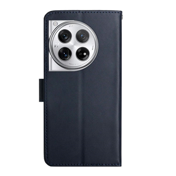 For OnePlus 12 5G Global Genuine Leather Fingerprint-proof Flip Phone Case(Black)