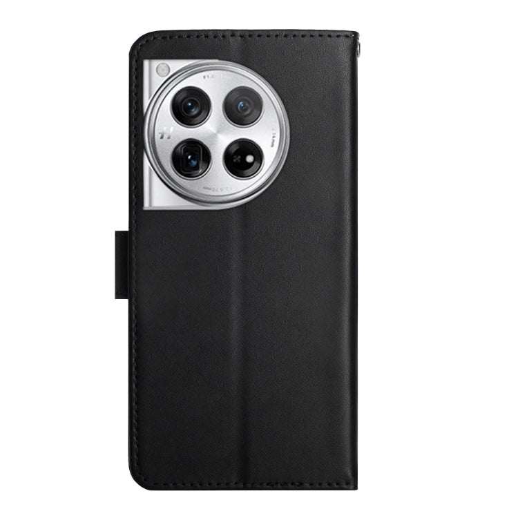 For OnePlus 12R 5G Global Genuine Leather Fingerprint-proof Flip Phone Case(Black)