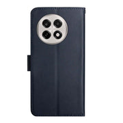 For OnePlus 13 Genuine Leather Fingerprint-proof Flip Phone Case(Blue)