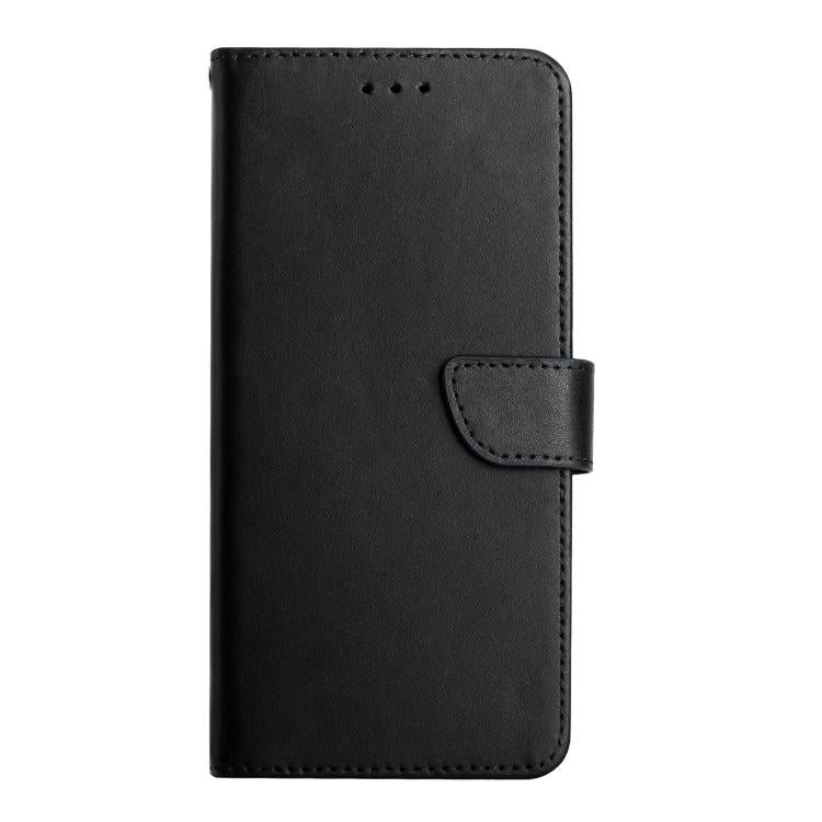 For OnePlus 13 Genuine Leather Fingerprint-proof Flip Phone Case(Black)
