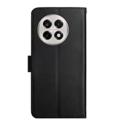 For OnePlus 13 Genuine Leather Fingerprint-proof Flip Phone Case(Black)