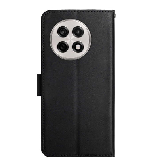 For OnePlus 13 Genuine Leather Fingerprint-proof Flip Phone Case(Black)