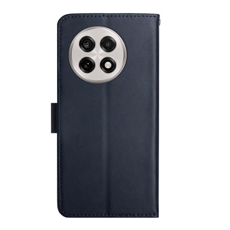 For OnePlus 13R Genuine Leather Fingerprint-proof Flip Phone Case(Blue)
