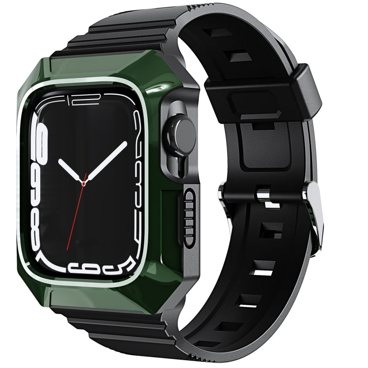 For Apple Watch Ultra 2 49mm PC Rugged Case Integrated TPU Watch Band(Green)