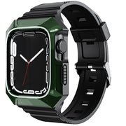 For Apple Watch Ultra 2 49mm PC Rugged Case Integrated TPU Watch Band(Green)
