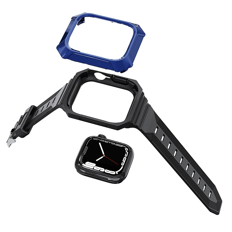 For Apple Watch Ultra 2 49mm PC Rugged Case Integrated TPU Watch Band(Black)