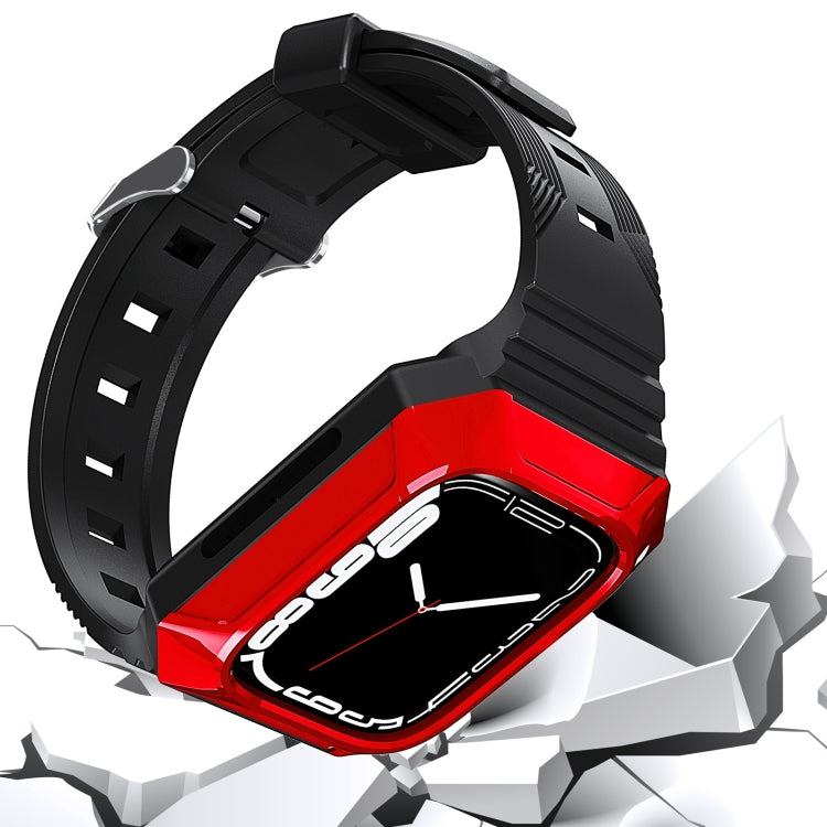For Apple Watch Ultra 2 49mm PC Rugged Case Integrated TPU Watch Band(Black)