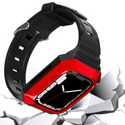 For Apple Watch Ultra 2 49mm PC Rugged Case Integrated TPU Watch Band(Black)