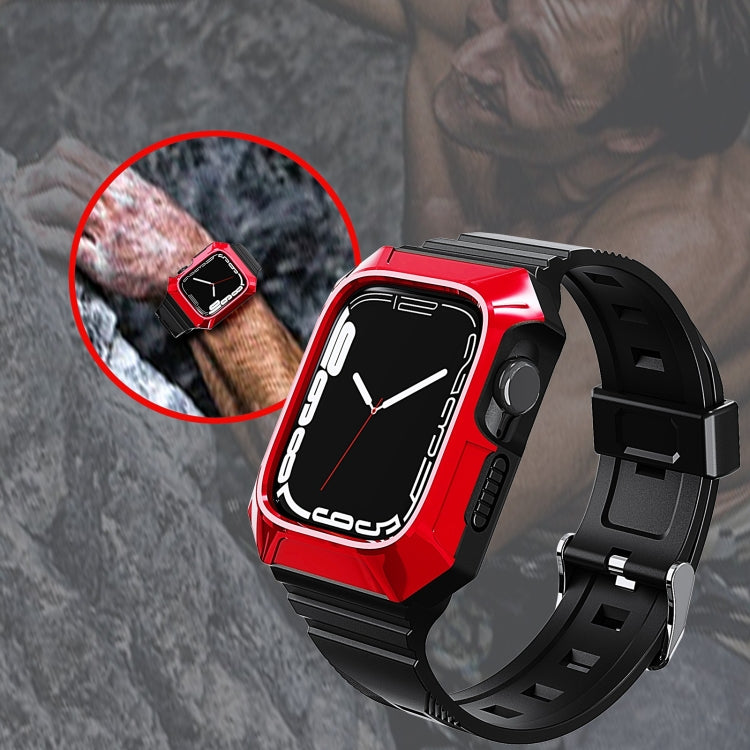 For Apple Watch Ultra 2 49mm PC Rugged Case Integrated TPU Watch Band(Black)