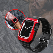 For Apple Watch Ultra 2 49mm PC Rugged Case Integrated TPU Watch Band(Black)