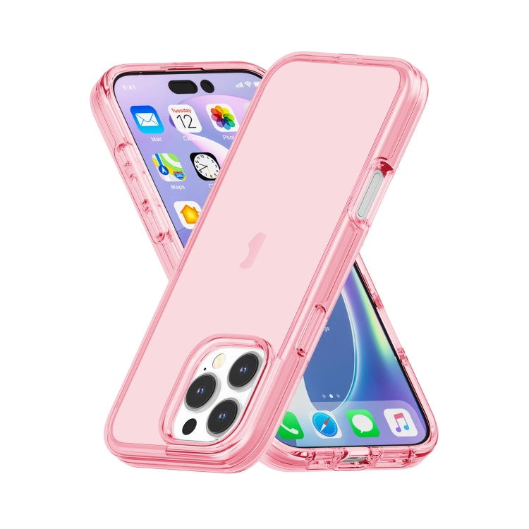 For iPhone 16 Pro Max Shockproof Terminator Transparent Phone Case(Pink)