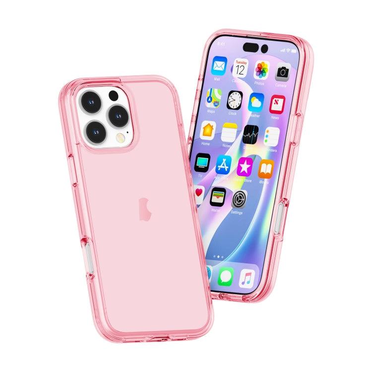 For iPhone 16 Pro Max Shockproof Terminator Transparent Phone Case(Pink)