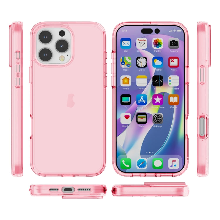 For iPhone 16 Pro Shockproof Terminator Transparent Phone Case(Pink)