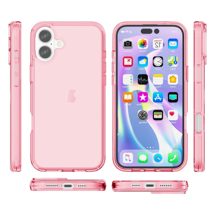 For iPhone 16 Plus Shockproof Terminator Transparent Phone Case(Pink)