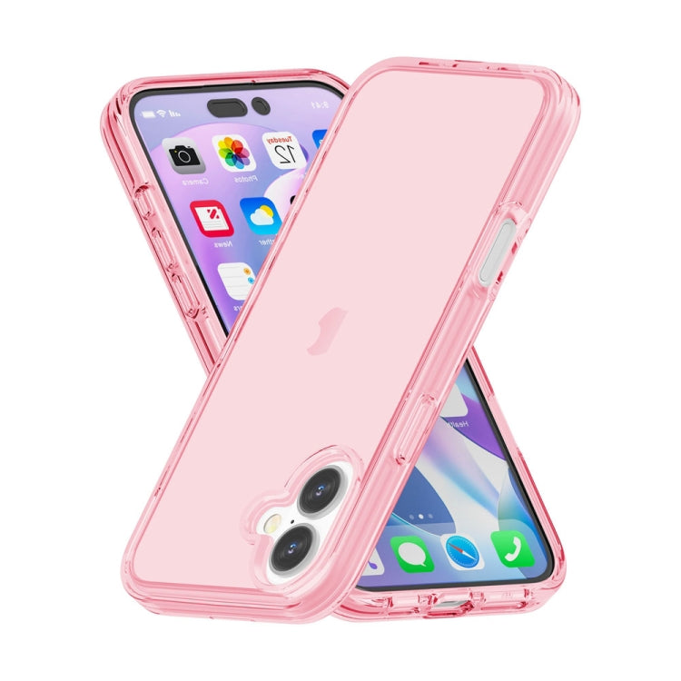 For iPhone 16 Plus Shockproof Terminator Transparent Phone Case(Pink)