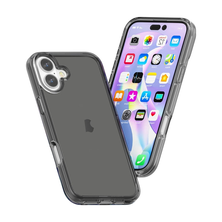 For iPhone 16 Plus Shockproof Terminator Transparent Phone Case(Grey)