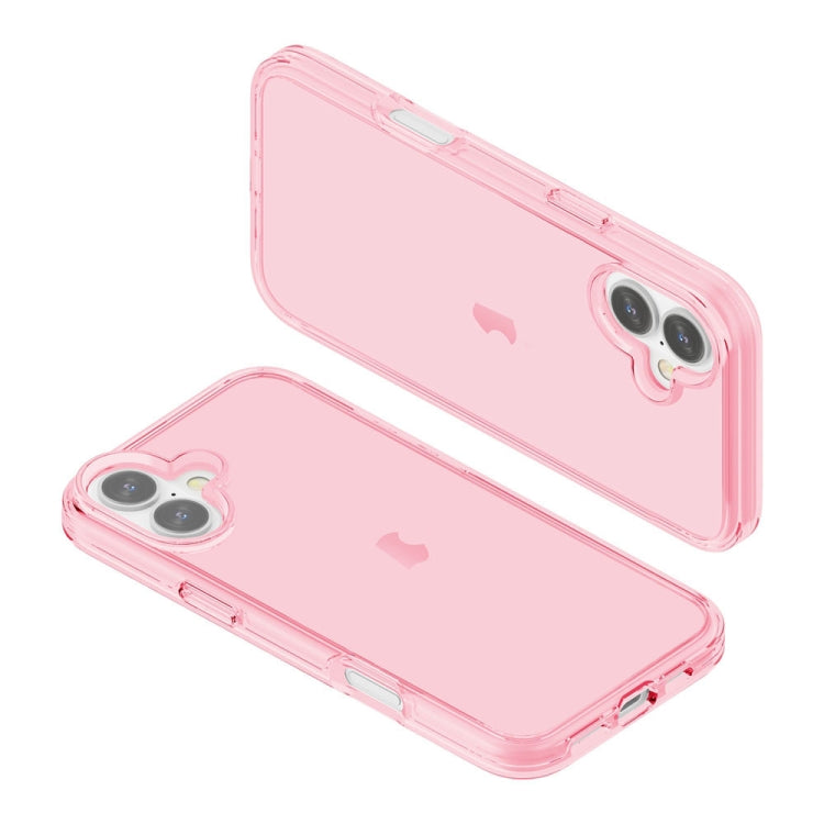 For iPhone 16 Shockproof Terminator Transparent Phone Case(Pink)