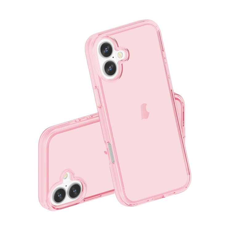 For iPhone 16 Shockproof Terminator Transparent Phone Case(Pink)