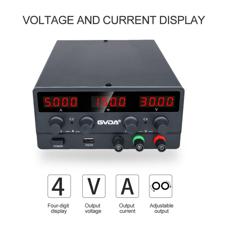 GVDA  SPS-H605 60V-5A Adjustable Voltage Regulator, Specification:EU Plug(Black)