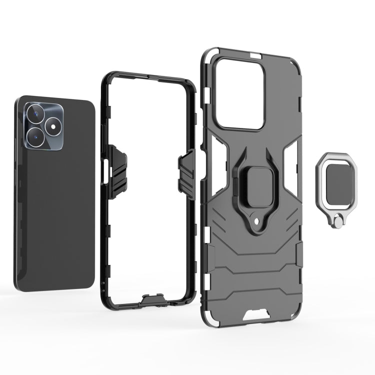 For Realme C53 4G Magnetic Ring Holder PC + TPU Phone Case(Black)