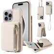 For iPhone 16 Pro Max Crossbody Lanyard Zipper Wallet Leather Phone Case(Beige) - iPhone 16 Pro Max Cases by PMC TechLife | Online Shopping South Africa | PMC TechLife | Buy Now Pay Later Mobicred