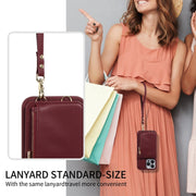 For iPhone 16 Pro Max Crossbody Lanyard Zipper Wallet Leather Phone Case(Wine Red)