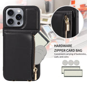 For iPhone 16 Pro Max Crossbody Lanyard Zipper Wallet Leather Phone Case(Black)