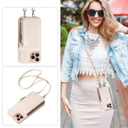 For iPhone 16 Pro Crossbody Lanyard Zipper Wallet Leather Phone Case(Beige)