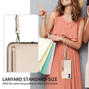 For iPhone 16 Plus Crossbody Lanyard Zipper Wallet Leather Phone Case(Beige)