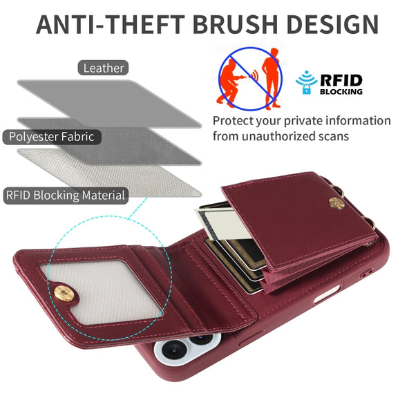 For iPhone 16 Plus Crossbody Lanyard Zipper Wallet Leather Phone Case(Wine Red)