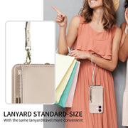 For iPhone 16 Crossbody Lanyard Zipper Wallet Leather Phone Case(Beige)