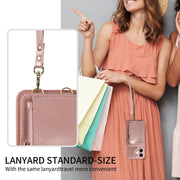 For iPhone 16 Crossbody Lanyard Zipper Wallet Leather Phone Case(Rose Gold)