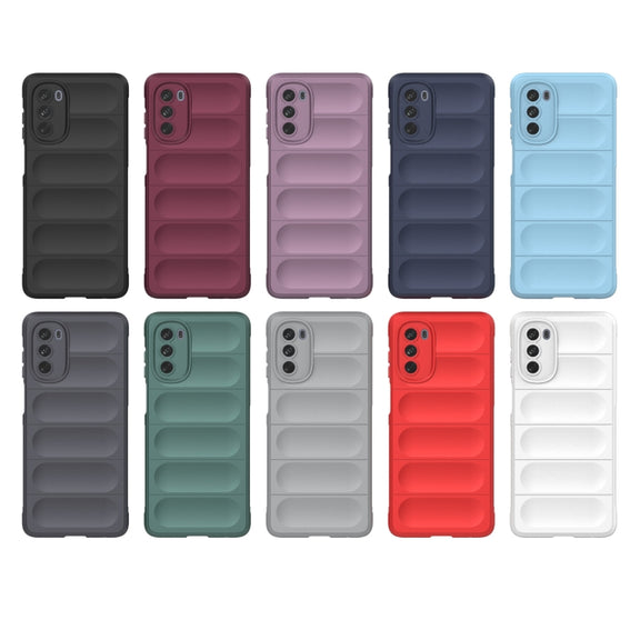 For Motorola Moto G62 5G Magic Shield TPU + Flannel Phone Case(Grey)