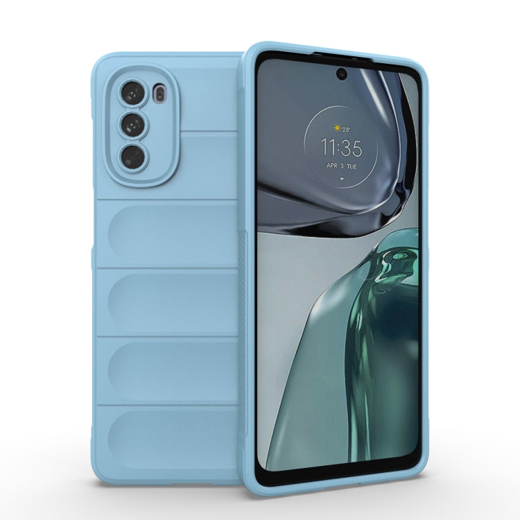 For Motorola Moto G62 5G Magic Shield TPU + Flannel Phone Case(Light Blue)