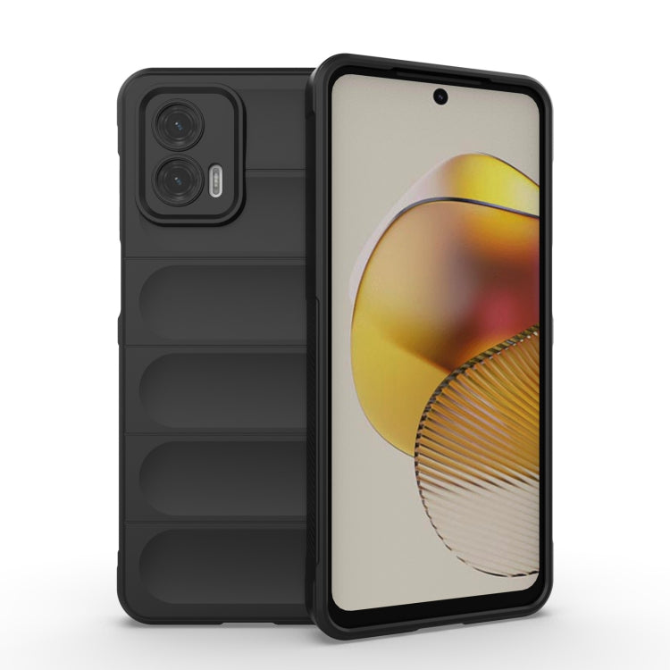 For Motorola Moto G73 5G Magic Shield TPU + Flannel Phone Case(Black)