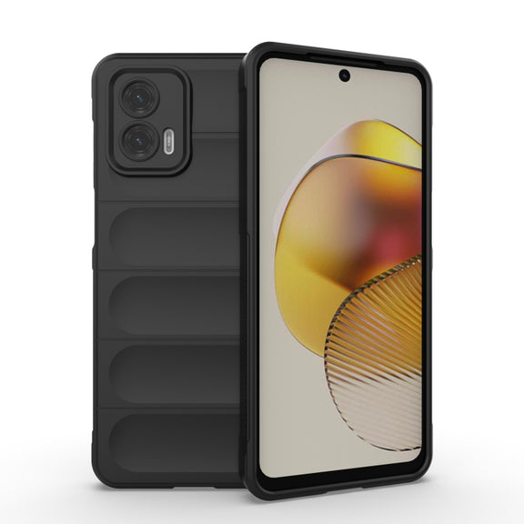 For Motorola Moto G73 5G Magic Shield TPU + Flannel Phone Case(Black)