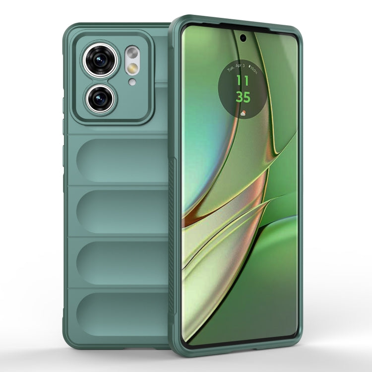 For Motorola Edge 40 5G Magic Shield TPU + Flannel Phone Case(Dark Green)