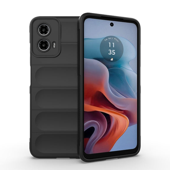 For Motorola Moto G34 5G Magic Shield TPU + Flannel Phone Case(Black)