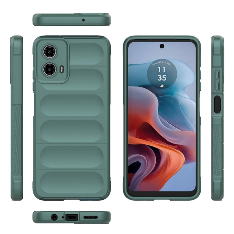 For Motorola Moto G34 5G Magic Shield TPU + Flannel Phone Case(Dark Green)