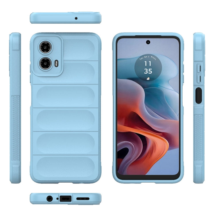 For Motorola Moto G34 5G Magic Shield TPU + Flannel Phone Case(Light Blue)
