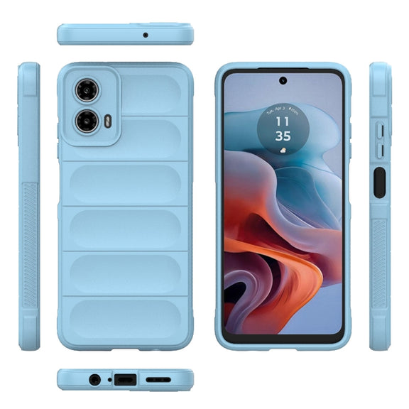 For Motorola Moto G34 5G Magic Shield TPU + Flannel Phone Case(Light Blue)