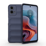 For Motorola Moto G34 5G Magic Shield TPU + Flannel Phone Case(Dark Blue)