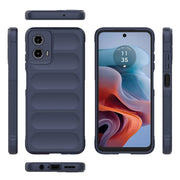 For Motorola Moto G34 5G Magic Shield TPU + Flannel Phone Case(Dark Blue)